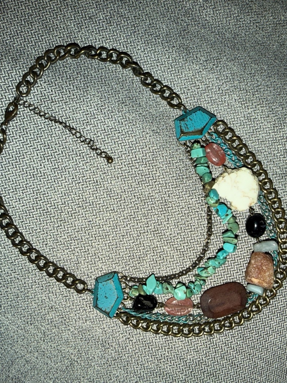 Layered Turquoise Multi-Stone Statement Necklace - Women Jewelry